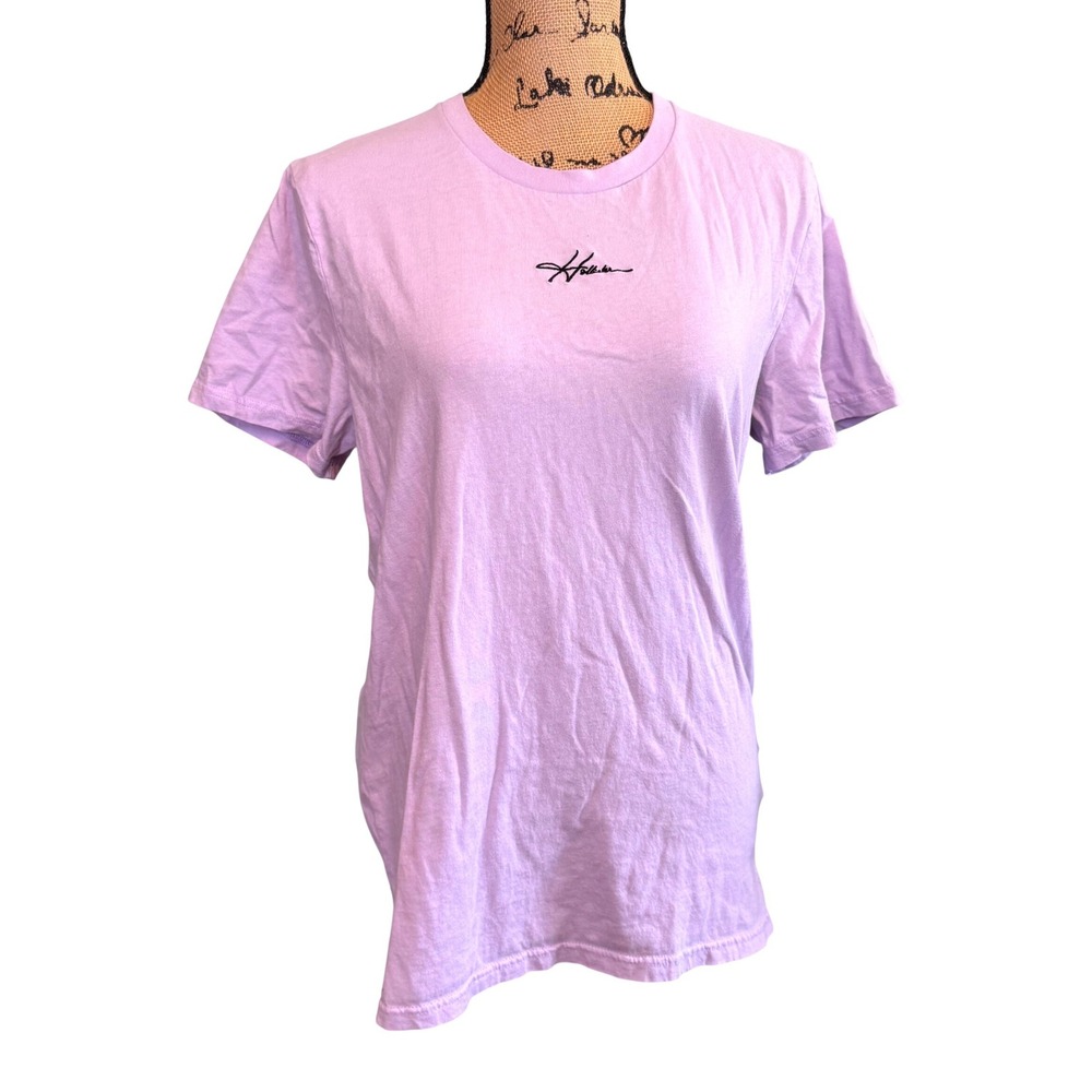 Hollister Must-Have Collection Lavender Purple Script Embroidered T-Shirt Mens M
